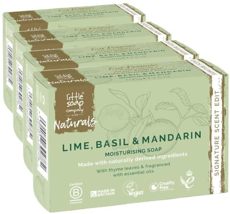 Little Soap Company Naturals Range: Signature Scent Edit - Lime, Basil & Mandarin Soap Bar, 100g | Vegan & Cruelty Free Hand, Face & Body Soap | Essential Oils & Naturally Derived Ingredients