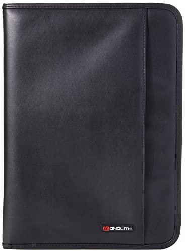 Monolith Ringbuch (4 Löcher, Schwarz, mit Schreibblockklemme, Reißverschluss)