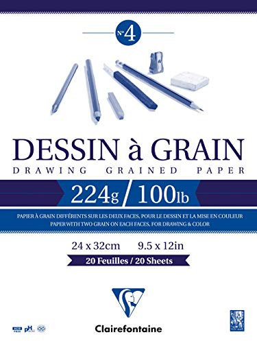 Clairefontaine 96027C Zeichenblock, Din A3, 29.7 x 42 cm, 224 g, 20 Blatt, weiß