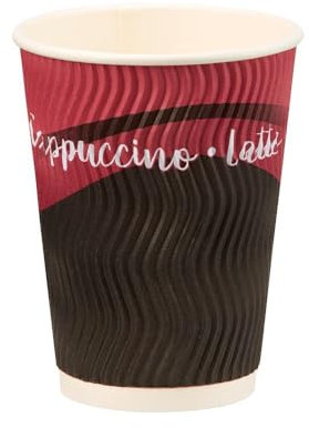 Caterpack 12oz Ripple Cups with Triple Wall Insulation, Disposable Paper Cups for Hot Drinks, Takeaway Coffee and Tea Cups, 25 Pack