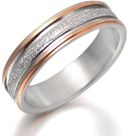Gemini - Ehering Bräutigam oder Braut Rotgold Verlobungsring Breite 6mm - Titan, 71,5