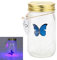 Gearmax 1 Stück Romantic Glas LED Lampen Schmetterlings Glas / Tank Schmetterling Trinkflasche Valentine Kinder Geschenk Dekoration (Blau)