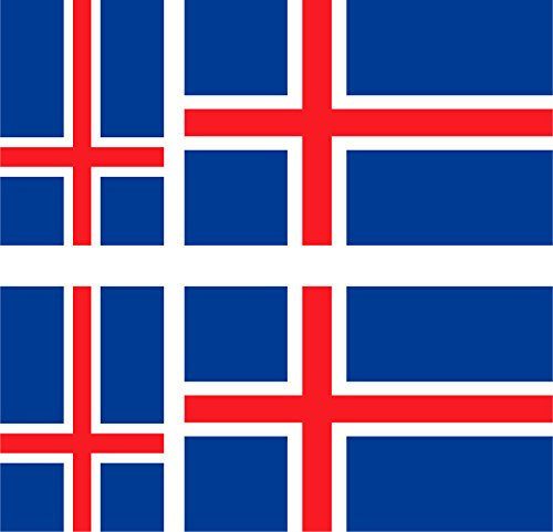 Aufkleber, Vinyl-Sticker für Auto / Motorrad / Koffer / Laptop Flagge von Island, 6 Stück