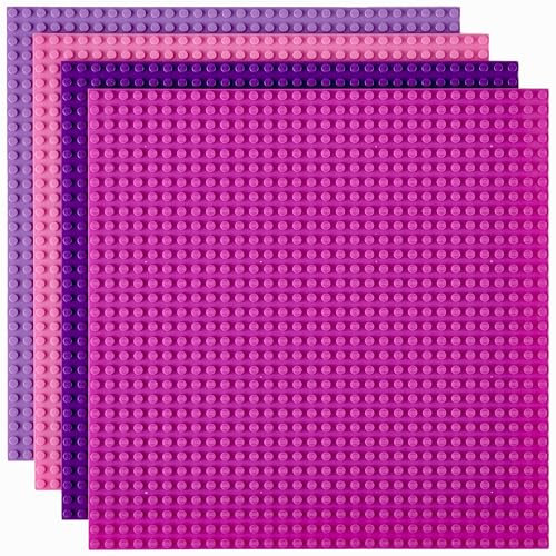 Strictly Briks 4 Pack Baseplates 10x10 in, Stackable Building Plates with 32 x 32 Studs, Mats, Bases, Boards, Sheets 100% Compatible with All Major Brands, Girl Colors