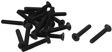 sourcing map 20 Stück M4 x 25mm Senkkopfschrauben Flachkopfschrauben Senkkopfschrauben mit Innensechskant Senkschrauben Schwarz