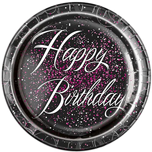 Unique Party 57475 - Glitz Pink Foil Birthday Paper Plates, Pack of 8