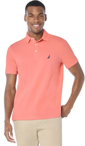 Nautica Short Sleeve Solid Stretch Cotton Pique Polo Shirt Camisa de Polo Hombre