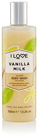 I Love Vanilla Milk Scented Body Wash, Rich & Creamy Foam Which Contains Natural Fruit Extracts, Includes Pro Vitamin B5 For Moisturised & Silky Smooth Skin, CrueltyFree & VeganFriendly 350ml