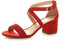 Ajvani Womens Ladies mid Low Block Heel Cross Straps Party Strappy Sandals, 8 UK, Red Suede