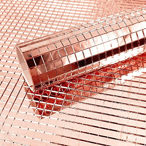 Lot de 3550 carreaux de mosaïque miroir autocollants en verre véritable Doré rose 5 x 5 mm
