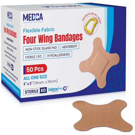 Flexible Knuckle Fabric Bandages - 50 Count Box of Flex Fabric Adhesive Bandages Knuckle Bandages for Finger Care and to Protect Wounds