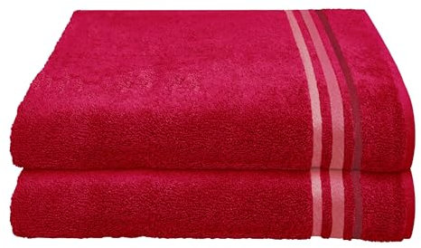 Schiesser Frottier Duschtuch Skyline Color im 2er Set | 100% Baumwolle aus nachhaltiger Produktion | saugstark, weich, farbecht | 70x140cm | Rot