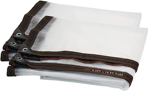 Lot de 2 bâches transparentes de 2,5 m × 3 m en plastique transparent étanche avec œillets pour jardin, terrasse, pelouse, plantes, serre ou toit de clapier pour animaux domestiques