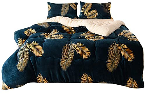 BDMFJY Steppdecke - Dicke Und Warme Bettdecke Im Winter -Mikrofasergefülltes, Doppelseitiges Design, Flauschig Weiches Hygroskopisch Atmungsaktiv Kaschmir Quilt,D,180x220cm（3kg）