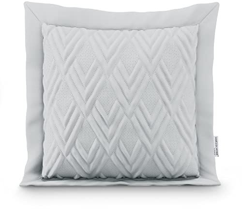 AmeliaHome Zierkissen Kissenbezug mit Füllung zweiseitig ultrasonic Steppung 45x45 cm Ophelia Silber