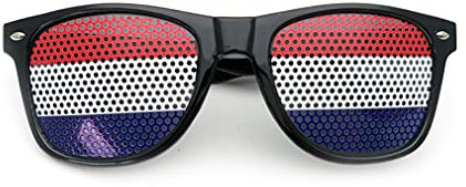 AMMICCO Sonnenbrille, Flagge, Weltmeisterschaft, 2 Paar Brillen, Gitter, Brillen, Halterung, Dekoration, Zubehör, Foto, Brille, Party, Sport, Fußball (Niederlande)