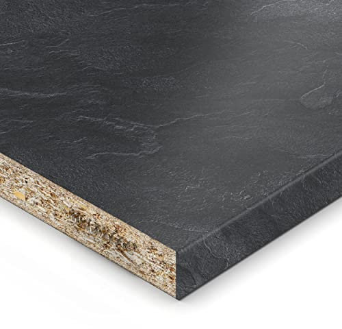 19mm Spanplatte Zuschnitt Schiefer melaminharzbeschichtet Länge bis 200cm Dekorplatten Zuschnitte mit Umleimer Auswahl: 200 x 60 cm (ABS Kante Lange Seite)