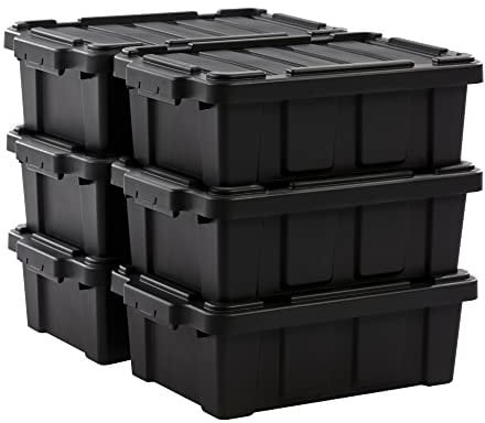 Iris Ohyama, Scatole Pieghevoli, 12.5L, Set di 6, Nero, Compact, Solido, Impilabile, Per Garage, Scaffali, Scatola Organizer, Plastica, Contenitore, DDSKT-130
