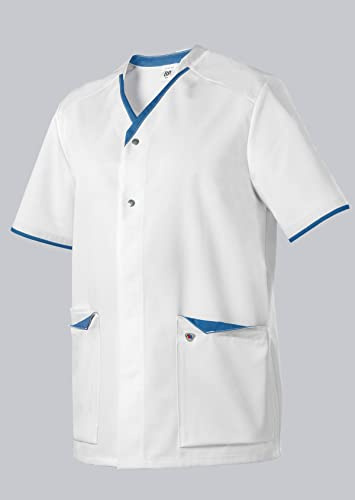 BP 1703-485-2106 Kasack Für Sie & Ihn, Normale Passform, 50% Baumwolle/50% Polyester, Weiß/azurblau, Größe 2XLn