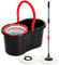 360° FLOOR MAGIC SPIN MOP BUCKET SET ROTATING DRY WITH 2 HEADS MICROFIBER (Black)
