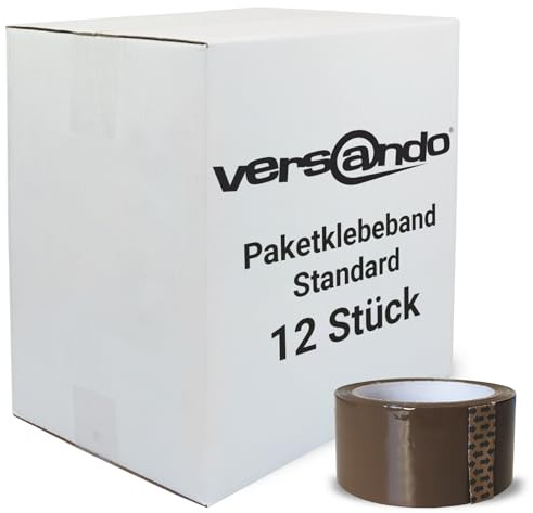 versando 12x Packband braun 66m Klebeband zum Verpacken von Paketen + | Kartons - starke Klebekraft 12 Rollen