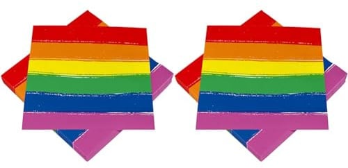 HEKU 100 Servietten, 3-lagig, 33x33cm, Regenbogen, Saugstark und praktisch verpackt, Ideal für Hochzeiten, Jubiläen und besondere Anlässe (Packung mit 2)