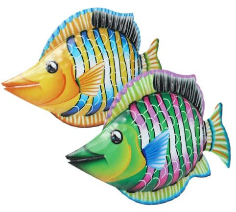 Cabilock 2stücke Moderne Wanddeko Aus Metall in Fischform Wandkunst Aus Eisen Kreative Dekoration Für Zuhause Büro Restaurant Hotel Einkaufszentrum Geschäft