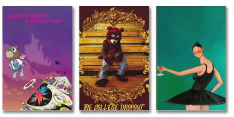 Kanye Poster West Album Cover Kanye Poster West Album Cover Kanye Poster West Album Cover Kendrick Poster Ein Set von 3 Leinwandpostern, ästhetisches Festival, Geschenk, Familie, Schlafzimmer,