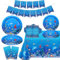 123 Pack Fiesta Bajo el Mar Animales del Océano Decoración para Cumpleaños Feliz Cumpleaños Temático del Océano Incluye Platos Servilletas Banner de Cumpleaños Mantel para 40 Invitados