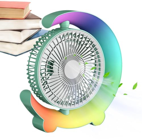 Ventilador de escritorio USB – Ventilador de escritorio giratorio de 360 grados, ventilador de escritorio de 1800 mAh, ventilador de flujo de aire fuerte de 3 velocidades, ventilador de mesa