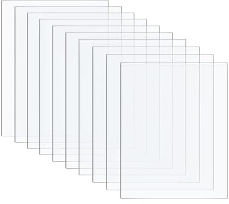 Elodyunhc 10er Set klare Acrylglas Platten (10x15cm) 1mm Dicke Acrylplatten, Platten Transparent Acrylplatte, Kunststoffplatten für Fotorahmen, Malerei, DIY-Basteln, Tischaufsteller