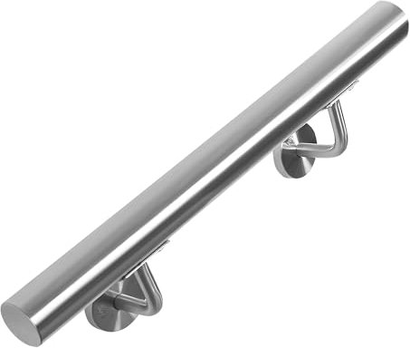 BQKOZFIN 50CM Stainless Steel Handrail for Stairs, Wall Mounted Stair Railing with 2 Brackets for Outdoor Indoor Stairs Loft Porch Garage Deck Hand Rail