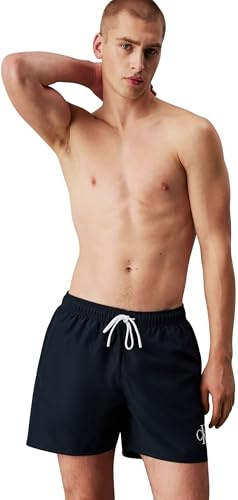 Calvin Klein Herren Badehose Medium Drawstring mit Logo, Blau (Dark Sapphire), S