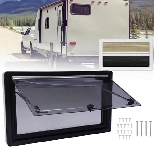 Finestra di visualizzazione laterale della finestra del camper Sostituzione della finestra del camper, con tende oscuranti e zanzariere, for la conversione di un box for cavalli in roulotte(Right Angl