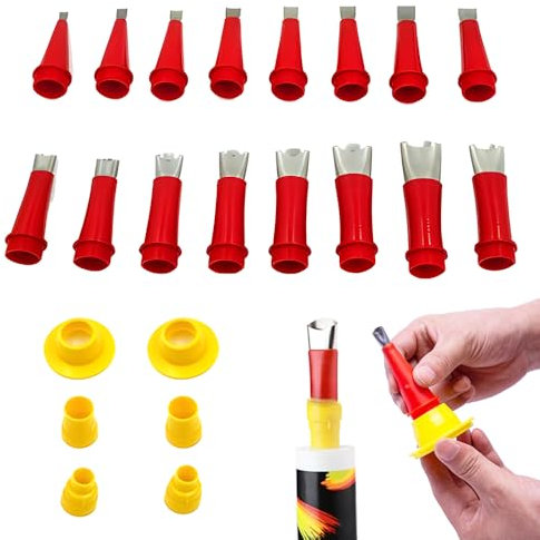 Ein Satz einteiliger Edelstahldüsen, Universal Integrierte Gummidüse Werkzeug Kit, Silikon Spitzen Kartuschenspitzen, Verschiedene Größen Kartuschenspitzen Transparent Silikontüllen (22)