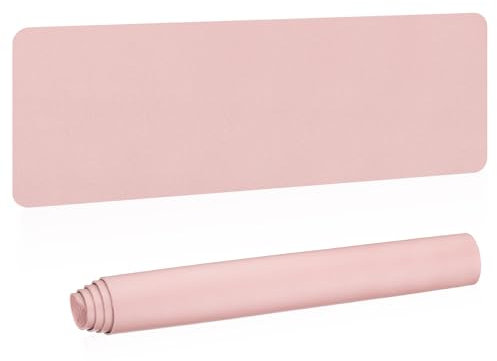 PATIKIL Large Desk Mat, 55x17 Non-Slip Waterproof PU Leather Large Desk Pad Large Desktop Protector Cover Dual Sided Desk Pad for Office Home Work Study, Light Pink