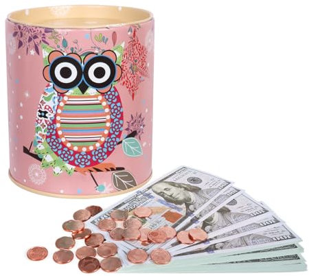 Figarge Money Box Lovingly Illustrated Money Boxes for Girls Boys Children's Day Birthday School Gifts Piggy Bank Made of Metal (Rosa)
