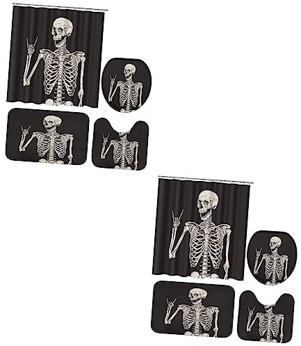 PRETYZOOM Lot De 2 Décorations d'halloween Rideau De Fenêtre Tapis De Sol Et Tapis De Toilette Rideau De pour Fête