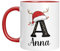 Tasse mit Namen personalisiert - Weihnachtstasse - Namenstasse - Weihnachten - Rentier Motiv mit Anfangsbuchstaben - Nikolausgeschenk