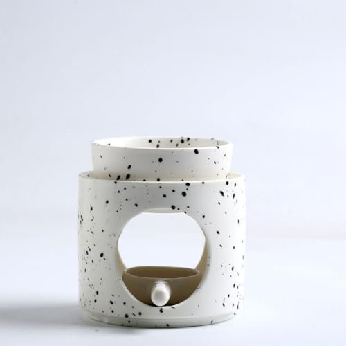 Warmself Aromalampe Teelichthalter aus Keramik Duftlampe aus Keramik Wachsschmelzbrenner Schwarze Punkte