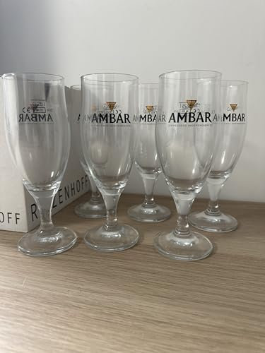 Juego de 6 vasos de cerveza España ambar, 25 cl, nuevo