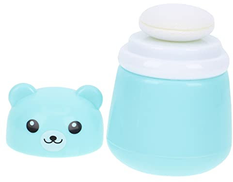 DRESSOOS Babypuderbehälter Mit Puderquaste Klein Aus Hautfreundlichem Kunststoff Cartoon Bär Design Praktisch Für Kinder Und Reisen Leichter Talkumpuder Auftragebehälter