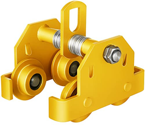 Manuelle Laufkatze mit 6600 Pfund, 3 Tonnen Tragkraft, Schubträgerlaufkatze, I-Trägerflanschbreite 3,9 Zoll - 5,5 Zoll, Hebezeug mit Doppelrädern für gerade und Gebogene I-Träger