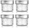 INCETUE 120 ml/4 oz Clear Glass Storage Canister with Lid, Small Wide Mouth Mason Salad Jar, 4 Pack Overnight Oats Containers for Yogurt, Cereal, Fruit, Snacks, Spice, Sugar, Coffee, Candy, Cookie