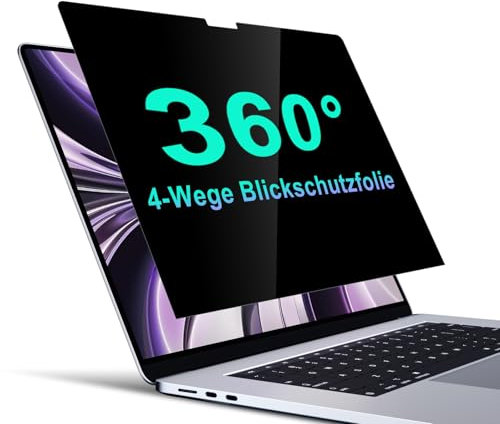 STARY 360° Blickschutzfolie für MacBook Air 13,6 Zoll (2022-2025, M2,M3,M4) 4-Wege Sichtschutzfolie,Selbstklebende Anti Spy Anti Blendfrei und Anti-Blaulicht