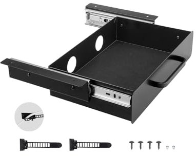 VEVOR 13 Wide Under Desk Drawer Slide Out, Under Desk Mounted Pull-out Drawer Attachment, Hidden Desktop Storage Organizer, Under Table Pencil Drawer for office Home Sit Stand Workstation, 15x9x3 in