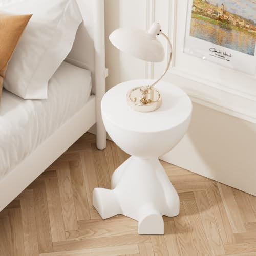 Beistelltisch, runder Couchtisch, süßer Sofa-Beistelltisch, Nachttisch, Kleiner Beistelltischs mit Akzent für Wohnzimmer, Schlafzimmer, Balkon, Büro, Moderne Nachttisch-Wohndekoration (Mini Weiß)