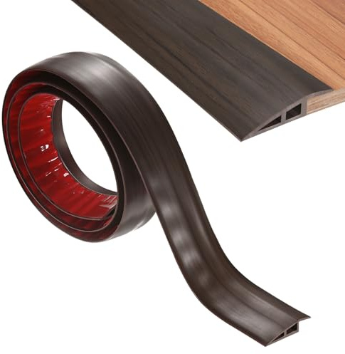 M METERXITY Floor Transition Strip, 6.56FT PVC Door Transition Strip Self Adhesive Suitable for Doorways/Tile/Carpet, Floors Cover Heights Within 4/5Inch(20mm) [Dark Brown Wood Grain]