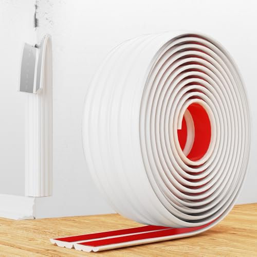 Plinthes de protection des bords autocollantes, blanches, flexibles, multifonctionnelles, 3,3 m x 2 cm, plinthe souple pour portes, fenêtres, murs, cuisine, carrelage, utilisé pour la protection des