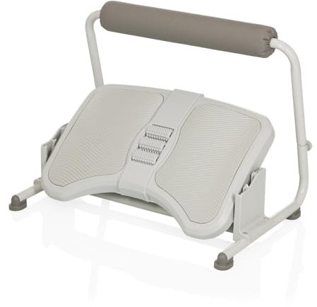 hjh OFFICE Fußstütze mit Massagerollen PODI FMW Fußablage mit Beinablage gepolstert, höhenverstellbar & neigbar, Hellgrau